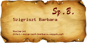 Szigriszt Barbara névjegykártya